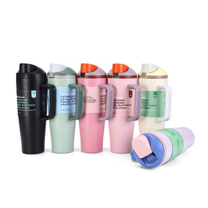 Stainless Steel Tumbler 40oz With Handle Insulated Travel <b>Mug</b> <b>Large</b> Capacity Portable Cold Keeping Cup - Product Image 1