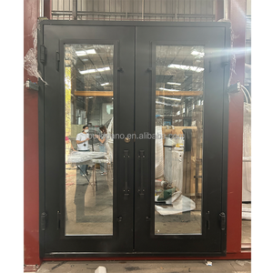 Sang Trọng Đôi Kim Loại An Ninh Phía Trước Nhập Cửa Chống Trộm Màu Đen Sắt Rèn An Toàn Lối Vào Thiết Kế Cho Nhà Ở Khách Sạn - Product Image 6