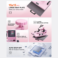 Máquina de Prensa de Calor por Sublimación 8 en 1 de 15x15 Pulgadas, Combo Digital Multifuncional de 38x38cm para Impresión DTF en Camisetas/Tazas/Gorras
