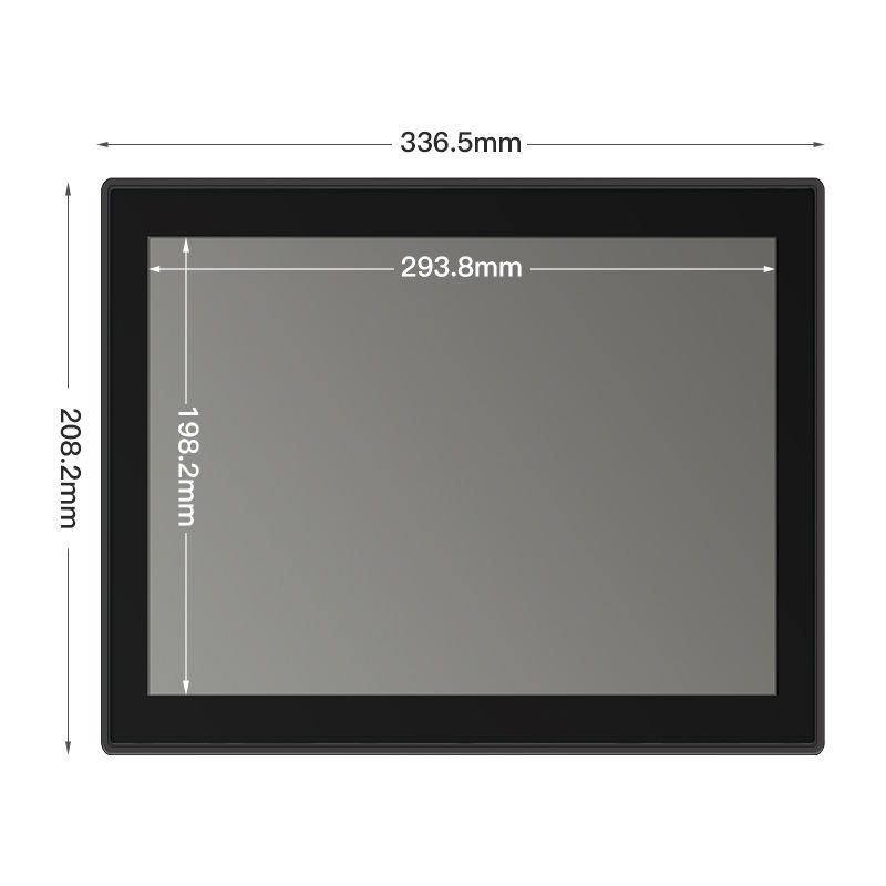 Bolinia 15" High-Brightness Industrial LCD Monitor, Aluminum Touchscreen Frame, Multi-Port, Rugged for Factory/Plant