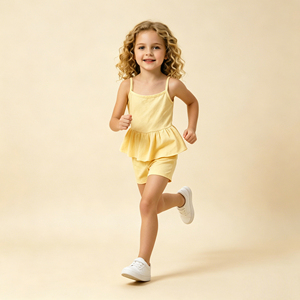 Set Casual Senza Maniche per Bambine con Logo Personalizzato, Abbigliamento Estivo in Colori Assortiti, Traspirante e Leggero, Completo 2 Pezzi - Product Image 2
