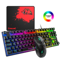 Gratis Wolf T2 LED USB waterdichte bedrade toetsenbord-muis set voor computer gaming toetsenbord en muis combo's