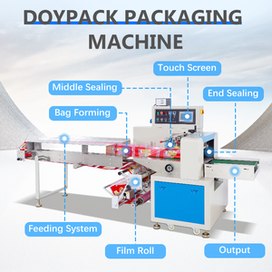 High Speed Automatic Horizontal Pillow Wrapping Flow Pack <b>Machine</b> Labeling for Pouches Paper Protein Bars Chocolate <b>Candy</b> Snacks - Product Image 3