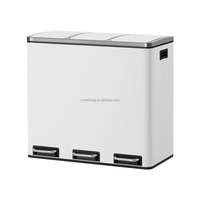 Poubelle de recyclage en acier inoxydable 54L 3x18L Poubelle à pédale Recycler les ordures Poubelle amovible Seaux intérieurs Couvercle silencieux souple Fermer