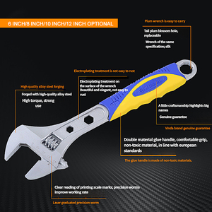 <span class=keywords><strong>Clé</strong></span> <span class=keywords><strong>à</strong></span> <span class=keywords><strong>molette</strong></span> réglable <span class=keywords><strong>à</strong></span> <span class=keywords><strong>grande</strong></span> mâchoire en acier allié chrome-vanadium avec logo personnalisable OEM et poignée caoutchoutée pour la réparation automobile DIY - Product Image 2