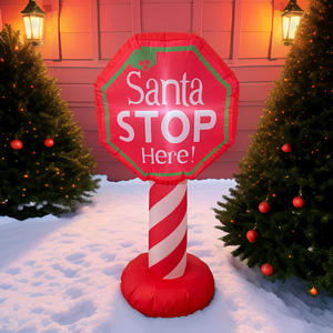 Papá Noel se detiene aquí con luz LED Decoración de Navidad para interiores Oficina en casa Fiesta de vacaciones Cartel de calle de Navidad decorativo - Product Image 6