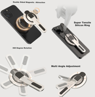 Support de téléphone magnétique pliable pour bureau, rotation à 360°, double face, flexible, en alliage d'aluminium