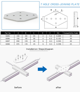 6087 7 lỗ qua tham gia tấm 40mm tường kệ Bracket 40 tường kệ tấm 40 máy nối 40 Series cho nhôm hồ sơ - Product Image 5
