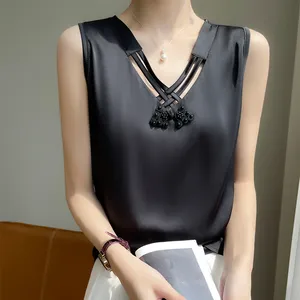 Women's V-neck Silk Vest Sleeveless Top