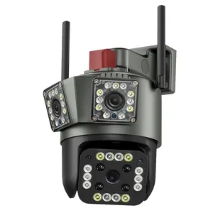 Sistema de cámaras de seguridad WIFI de vigilancia en exterior 4K cámara de red Ip tres lentes para exteriores PTZ 360 CCTV cáma