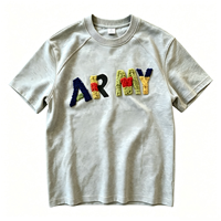 T-shirt en coton épais personnalisé pour homme, broderie chenille couleur, streetwear, coupe oversize, logo personnalisé, vente en gros