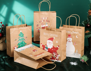 Túi giấy Kraft màu trắng/nâu có tay cầm để đóng gói thực phẩm trong siêu thị cửa hàng cà phê Quà Tặng bên logo tùy chỉnh - Product Image 6