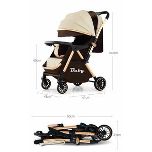 Passeggino <span class=keywords><strong>per</strong></span> <span class=keywords><strong>Neonati</strong></span> con Telaio in Metallo a Vista Alta, Posizioni Seduta e Sdraiata, Pieghevole, Design Portatile Bidirezionale, Carico 20KG - Product Image 2