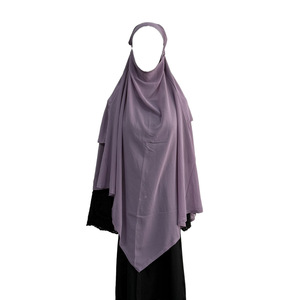 Hijab Lanqiong in poliestere traspirante a strato singolo, modesto ed elasticizzato, con laccio posteriore alla francese, lungo per la <span class=keywords><strong>preghiera</strong></span>, per donne musulmane, primavera, Eid, matrimonio - Product Image 2