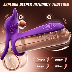 Vibratore a doppio anello per pene con stimolatore clitorideo a forma di volpe e vibratore Spot da 4,6 pollici G, 10 modalità di vibrazione giocattoli per adulti - Product Image 6