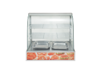 DH-827A Gebogene Glas-Warmhaltevitrine mit 3 Ebenen, Beheizte Auslagevitrine für Burger, Brathähnchen, Gebäck und Warme Speisen