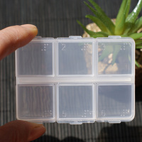 Boîte de rangement transparente en plastique à 6 compartiments pour bijoux, fleurs séchées, braille et pilules, avec couvercle à double rangée et ouverture indépendante