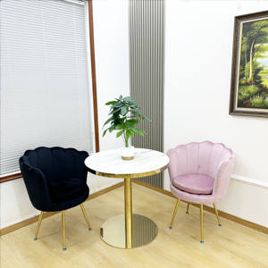 Ghế ăn kiểu cánh hoa bán chạy, phòng ngủ đơn giản, màu hồng nhung, phòng khách, ghế trang điểm có tựa lưng hình vỏ sò - Product Image 5