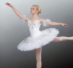 Robe de danse de ballet à col en V avec strass <span class=keywords><strong>DIY</strong></span>, <span class=keywords><strong>jupe</strong></span> tutu en dentelle de haute qualité, robe de princesse, costume de spectacle pour enfants - Product Image 5