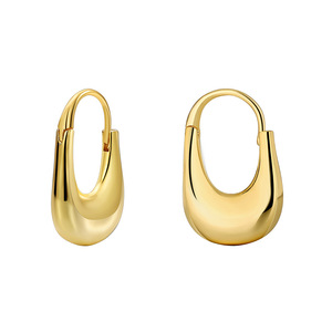 Pendientes de Aro en Forma de U, Elegantes, Minimalistas, Lisos, Modernos, Unisex, de Latón Chapado en Oro, Retro, Versátiles, Geométricos, para Fiesta - Product Image 4