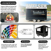 Nouveau design 2026 en promotion : Camion de restauration mobile noir pour pizzas, hot-dogs et BBQ, pour les États-Unis
