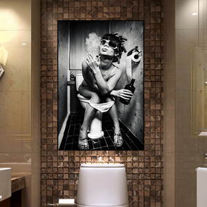 Pittura Hotel toilette pittura murale ritratto in <span class=keywords><strong>bianco</strong></span> <span class=keywords><strong>e</strong></span> <span class=keywords><strong>nero</strong></span> tela pittura Home Living Decor - Product Image 6