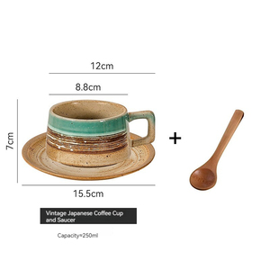 Taza de Cerámica Hecha a Mano con Esmalte Reactivo Estilo Retro, Taza de Café de Cerámica Rústica, Tazas y Platillos para Té Pintados a Mano para Café - Product Image 6