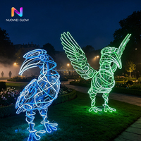 Sculpture lumineuse LED 3D en fer forgé en forme de cornoche noire, étanche, faite à la main, à changement de couleur, pour décorations de Noël extérieures NUOWEI GLOWZ