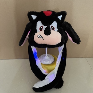 Sombrero peludo con orejas en movimiento <span class=keywords><strong>Sonic</strong></span> airbag niños dibujos animados divertido sombrero con orejas brillantes - Product Image 1