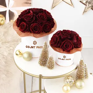 Ano novo Design Round Flower Paper Box Casamento Natal Valentines Gift Flower Packaging Box