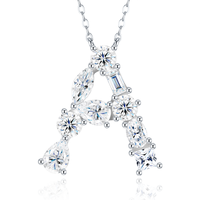 Collier Alphabet Moissanite Multi-Formes Élégant en Argent Sterling 925, Personnalisable avec 26 Lettres, Bijou Cadeau