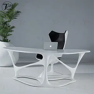 Mesa ejecutiva de diseño hueco moderno de fibra de vidrio comercial, mesa de trabajo para personal, escritorio de oficina