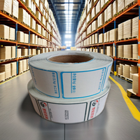 Rouleaux d'étiquettes autocollantes de transfert 70g personnalisés, papier autocollant promotionnel emballé en carton 60*40mm 50*25mm 58*38mm 40*30mm
