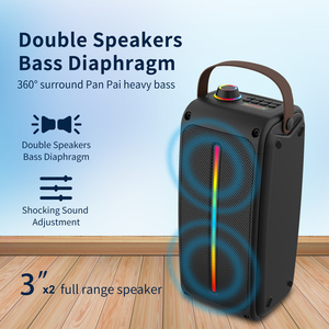 3 "x2 xách tay Đảng Boombox đầy đủ phạm vi Loa <span class=keywords><strong>Bluetooth</strong></span> không dây với đèn LED đầy màu sắc dây đeo da FM Đài phát thanh USB/TF/AUX trong - Product Image 4