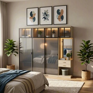 <span class=keywords><strong>Armadio</strong></span> con Porta Scorrevole in Alluminio dal Design Moderno, Mobile Indipendente per Camera da Letto e Organizzazione Domestica - Product Image 3