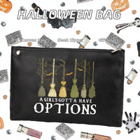 Sac de maquillage durable et écologique pour Halloween, avec fermeture éclair, idéal pour les décorations de douche nuptiale, les cadeaux de mariage et de fiançailles, et les enterrements de vie de jeune fille.