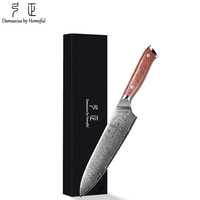 Couteau de cuisine japonais personnalisé avec logo, acier damas, manche en bois de Sourbranch, VG10, couteau de chef Santoku