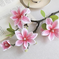 4-Köpfiges Realistisches Handgefertigtes Seiden-Magnolien-Kunstblumenarrangement für Wohnzimmertisch - Muttertags- & Weihnachtsdekoration