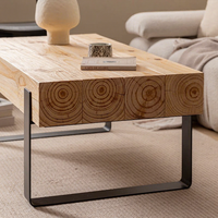 Table basse en bois massif style Wabi-Sabi, vieilli, rustique, vintage américain, nordique, pour salon et maisons d'hôtes