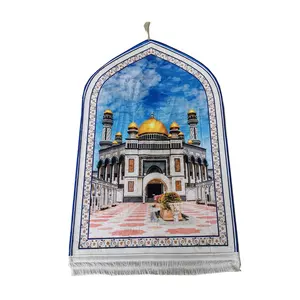 Alfombra de oración musulmana con bolsa musulmana Sajadah islámica pequeña madera poliéster cuadrado adultos Floral dormitorio alfombra ecológica musulmana rezar