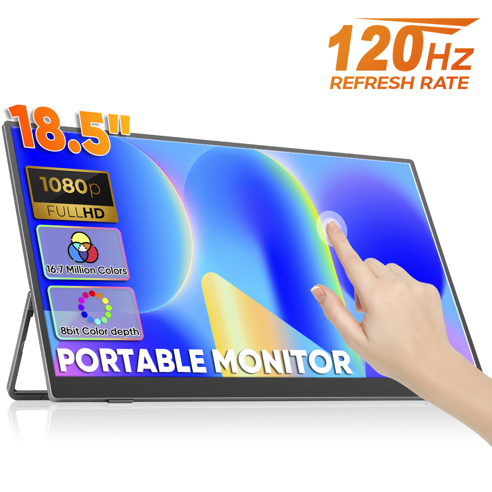 Portable LCD <strong>Monitor</strong> 18.5 Inch Touchscreen 1080P IPS 120Hz HDR Ultra Slim 178 Viewing Angle Kickstand Laptop Travel in Stock