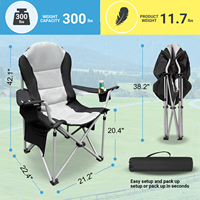 Chaises pliantes portables 150 kg/330 lb en tissu Oxford pour camping, plage, pêche et utilisation en parc avec sac isotherme