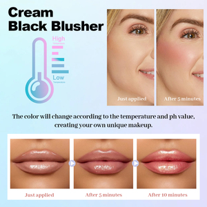 Fard à joues changeant de couleur PH magique et unique longue durée OEM Vente en gros Fard à joues et lèvres végétalien naturel Maquillage noir changeant - Product Image 2
