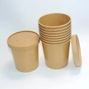 一次性PLA涂层纸板纸汤杯带纸盖外卖食品容器