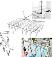 Séchoir à chaussettes multifonctionnel en acier inoxydable à 30 pinces, résistant au vent, pour chaussettes et sous-vêtements
