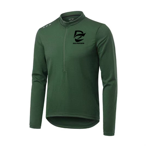 Jersey de Ciclismo Unisex Verde Oscuro de Manga Larga con Media Cremallera, Transpirable, Térmico y Cómodo para Ciclismo en Carretera al Aire Libre - Product Image 2