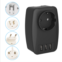 Adaptador de Viaje Vastfafa con Enchufe de Pared de 1 Vía, Múltiples Tipos de Enchufes, 3 Puertos USB A, Mini Puertos USB, Cargador Rápido, 100-250V, Conexión a Tierra Estándar