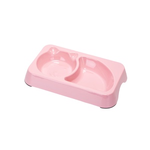 Plat de nourrissage pour animaux de compagnie à double compartiment, base antidérapante en plastique de couleur unie pour chiens, utilisation en intérieur - Product Image 2