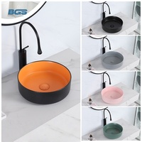 Lavabo de salle de bain moderne en béton de forme ronde, coloré, luxueux, écologique, avec drain, capacité de 9 L