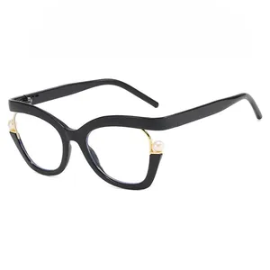 2024 новые нестандартные очки с жемчугом в оправе от синего света женские простые очки в оправе